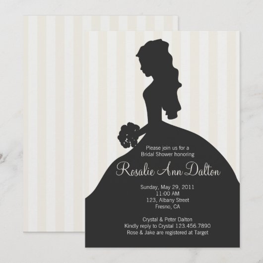 Bride Silhouette - Vrijgezellenfeest Stripes (Ivoo Kaart (Voorkant / Achterkant)