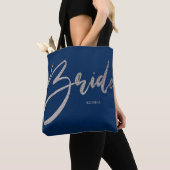 Bride Silver Glitter & Navy Princess Calligraphy Tote Bag (Dichtbij)
