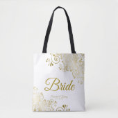 Bride Simple Elegant Wedding Canvas tas White Gold (Voorkant)