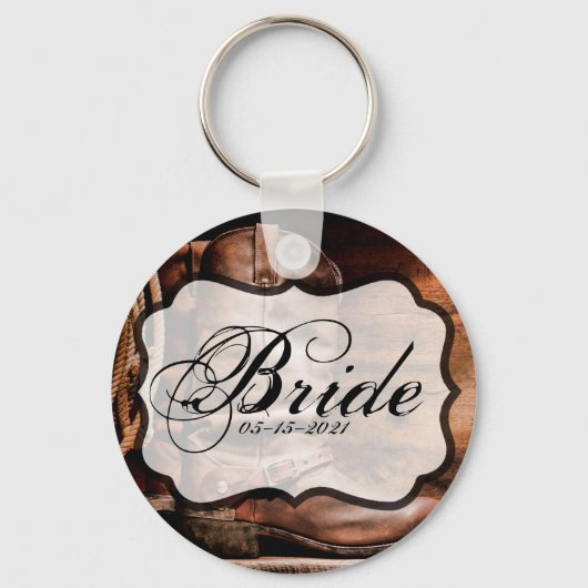 Bride Sleutelhanger Cowboy Boots Barn Wood Rustic (Voorkant)