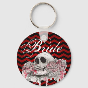 Bride Sleutelhanger schedel Roos gothic Chevron zw