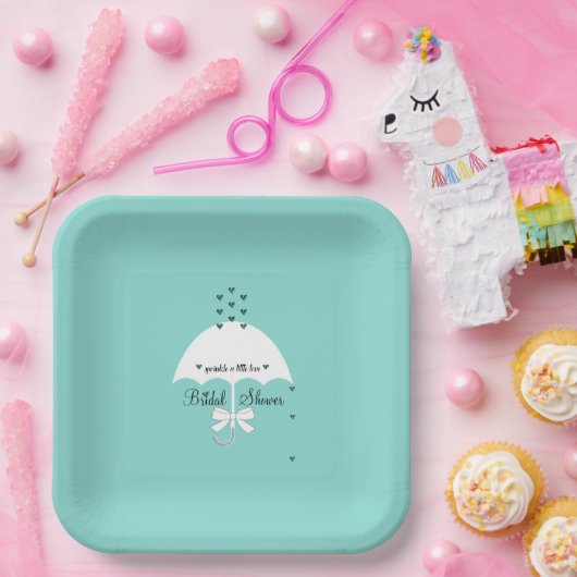 BRIDE Sprinkle Little Love Blauwgroen Blue Shower  Papieren Bordje (Feest)