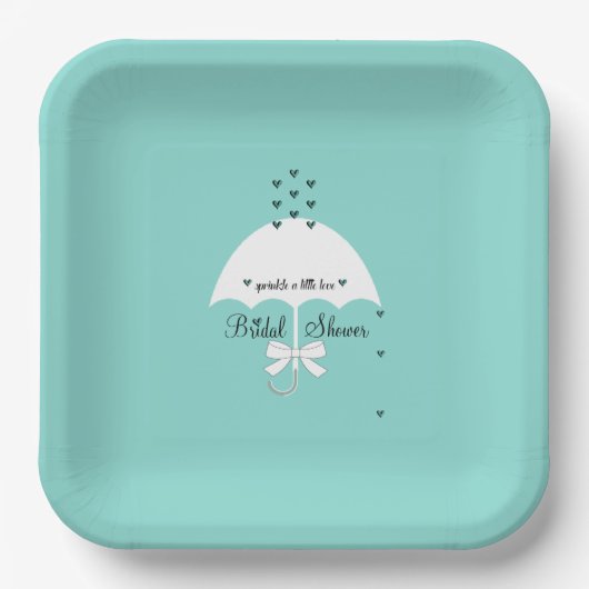 BRIDE Sprinkle Little Love Blauwgroen Blue Shower  Papieren Bordje (Voorkant)