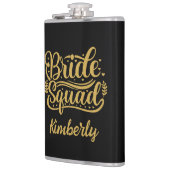 Bride Squad Black en Gold Word Art gepersonaliseer Heupfles (Links)