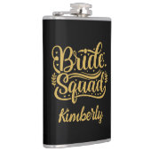 Bride Squad Black en Gold Word Art gepersonaliseer Heupfles (Rechts)
