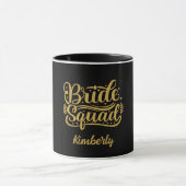 Bride Squad Black en Gold Word Art gepersonaliseer Mok (Midden)