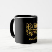 Bride Squad Black en Gold Word Art gepersonaliseer Mok (Voorkant links)