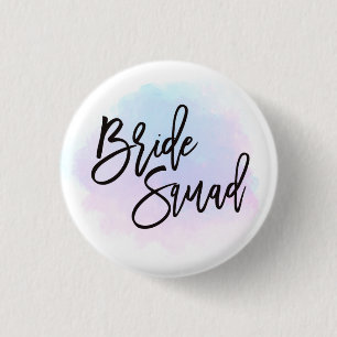 Bride Squad Black Script  pastel Waterverven Ronde Button 3,2 Cm