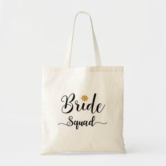 Bride Squad Black Tekst Gold-Flower-Modern Tote Bag (Voorkant)