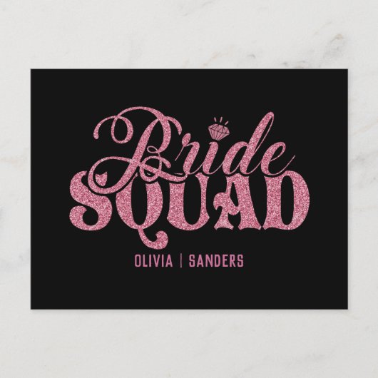 Bride Squad Bright Pink Feestdagenkaart (Voorkant)