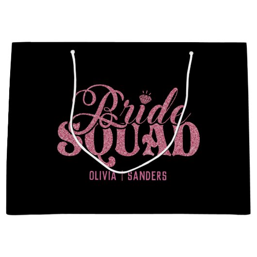 Bride Squad Bright Pink Groot Cadeauzakje (Voorkant)