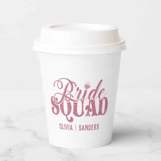 Bride Squad Bright Pink Papieren Bekers (Voorkant)