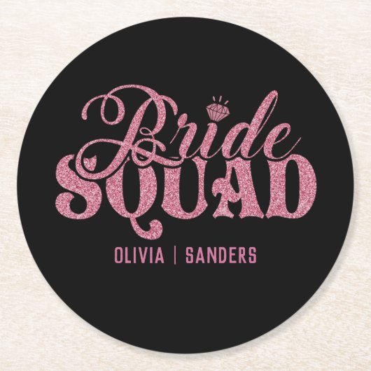 Bride Squad Bright Pink Ronde Kartonnen Onderzetter (Voorkant)