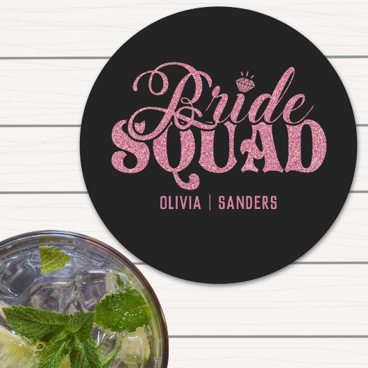 Bride Squad Bright Pink Ronde Kartonnen Onderzetter