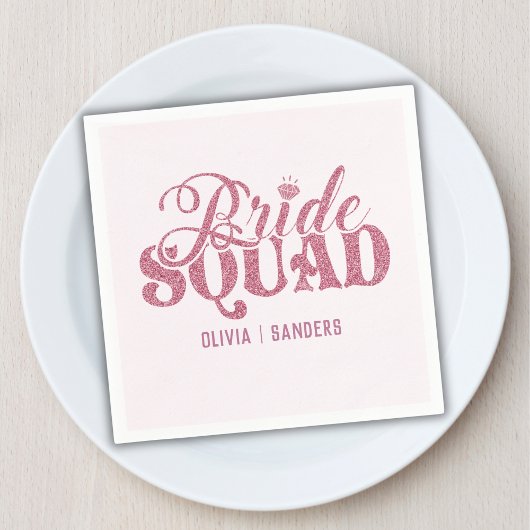 Bride Squad Bright Pink Servet