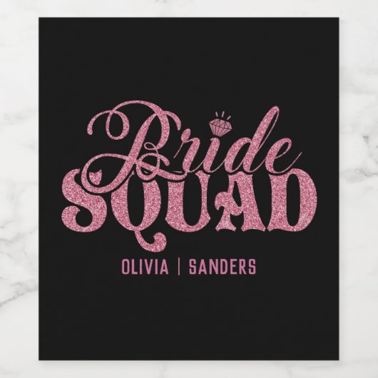 Bride Squad Bright Pink Wijn Etiket (Enkel label)