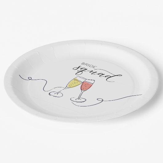 Bride Squad Champagne Toast Papier Borden Papieren Bordje (Gekanteld)