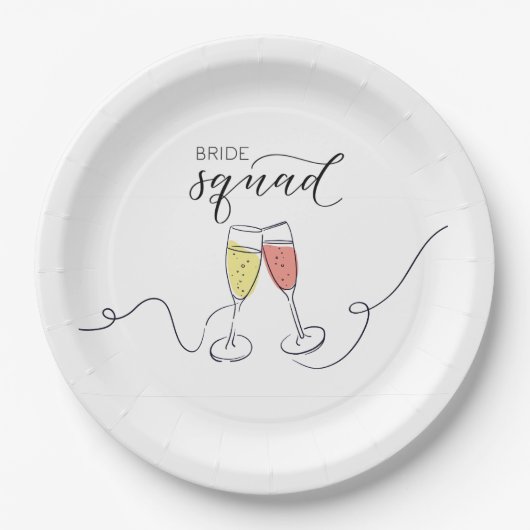 Bride Squad Champagne Toast Papier Borden Papieren Bordje (Voorkant)