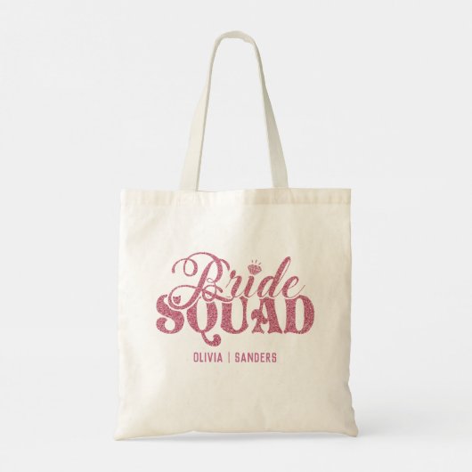 Bride Squad Cute Bright Pink  Tote Bag (Achterkant)