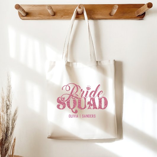 Bride Squad Cute Bright Pink  Tote Bag