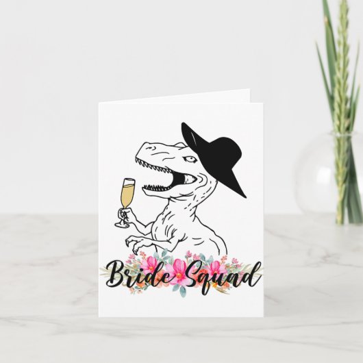 Bride Squad Dinosaur Bruidsmeisje Floral Bachelore Kaart (Voorkant)