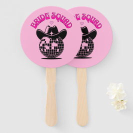 bride squad disco cowgirl pink handwaaier