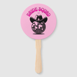 bride squad disco cowgirl pink handwaaier