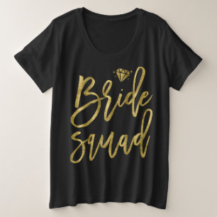 Bride Squad Faux Gold Plus, schitterend zwart Grote Maat T-shirt