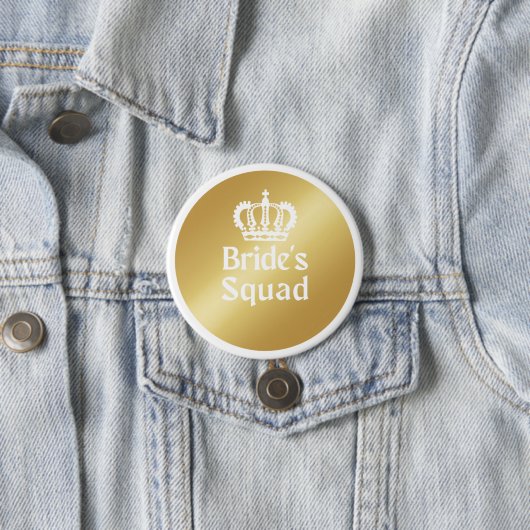 Bride Squad | Gold Bachelorette Bridesmaid Button (In situ)