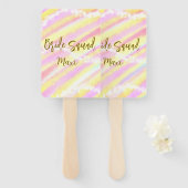 Bride squad golden pastel pink colorful glitter br handwaaier (Voorkant en achterkant)