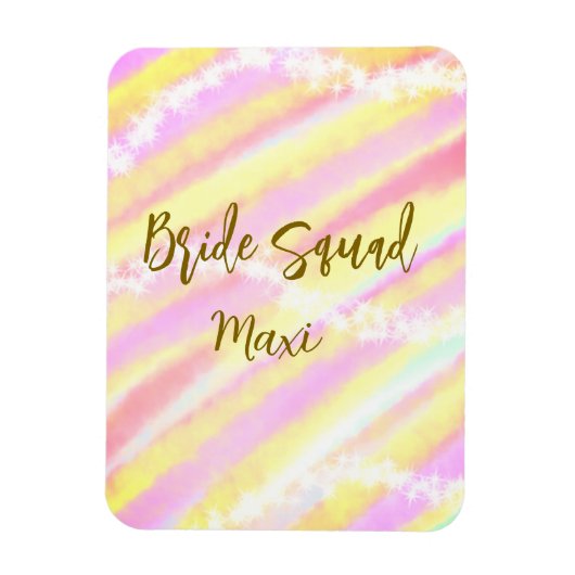 Bride squad golden pastel pink colorful glitter br magneet (Verticaal)