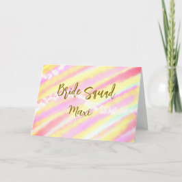 Bride squad golden pastel pink colorful glitter br notitiekaartje