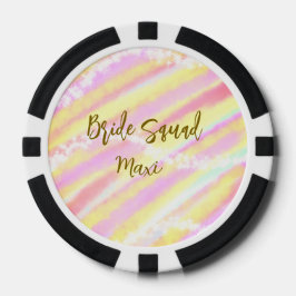 Bride squad golden pastel pink colorful glitter br poker chips