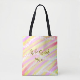 Bride squad golden pastel pink colorful glitter br tote bag