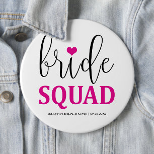 Bride Squad Hot Pink Button voor bruidsmeisje
