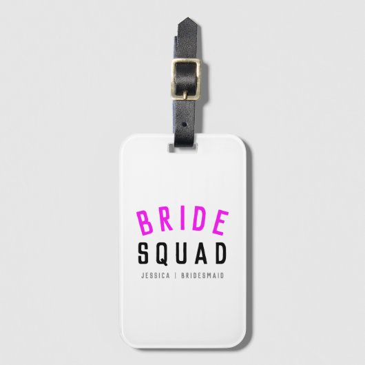 Bride Squad | Hot-roze Bachelorette Bridesmaid Bagagelabel (Voorkant (verticaal))