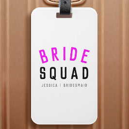 Bride Squad | Hot-roze Bachelorette Bridesmaid Bagagelabel
