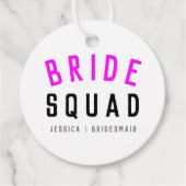 Bride Squad | Hot-roze Bachelorette Bridesmaid Bedankjes Labels (Voorkant)