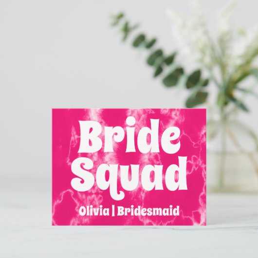 Bride Squad | Hot-roze Bachelorette Bridesmaid Briefkaart (Staand voorkant)