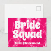 Bride Squad | Hot-roze Bachelorette Bridesmaid Briefkaart (Voorkant / Achterkant)