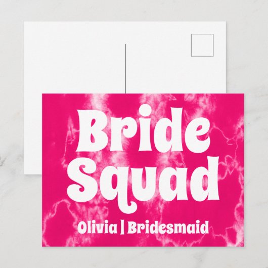 Bride Squad | Hot-roze Bachelorette Bridesmaid Briefkaart (Voorkant / Achterkant)