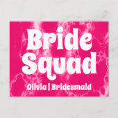 Bride Squad | Hot-roze Bachelorette Bridesmaid Briefkaart (Voorkant)