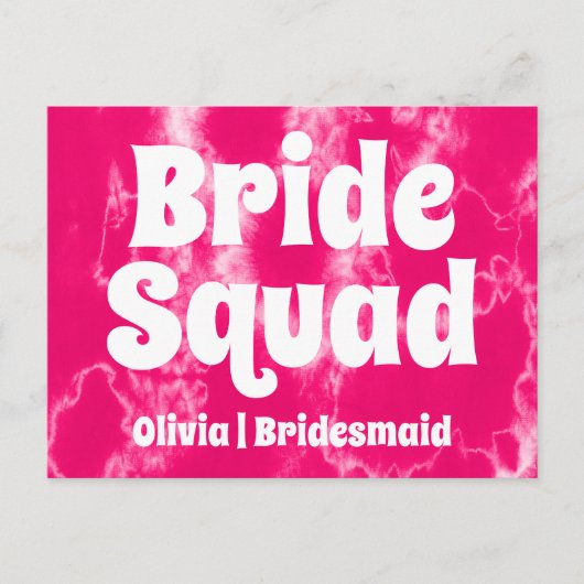 Bride Squad | Hot-roze Bachelorette Bridesmaid Briefkaart (Voorkant)