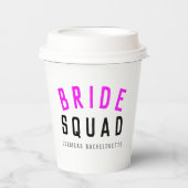 Bride Squad | Hot-roze Bachelorette Bridesmaid Papieren Bekers (Voorkant)