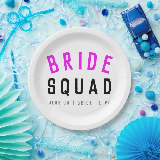 Bride Squad | Hot-roze Bachelorette Bridesmaid Papieren Bordje (Feest)