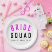 Bride Squad | Hot-roze Bachelorette Bridesmaid Papieren Bordje (Feest)