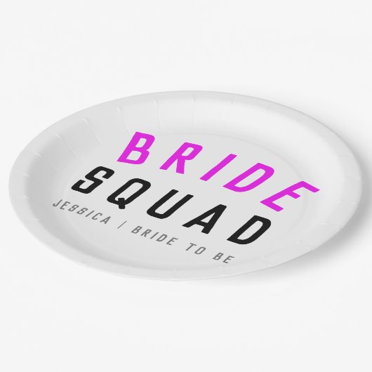 Bride Squad | Hot-roze Bachelorette Bridesmaid Papieren Bordje (Gekanteld)
