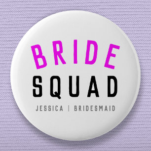 Bride Squad   Hot-roze Bachelorette Bridesmaid Ronde Button 5,7 Cm