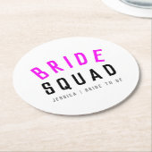 Bride Squad | Hot-roze Bachelorette Bridesmaid Ronde Kartonnen Onderzetter (Gebogen)