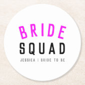 Bride Squad | Hot-roze Bachelorette Bridesmaid Ronde Kartonnen Onderzetter (Voorkant)